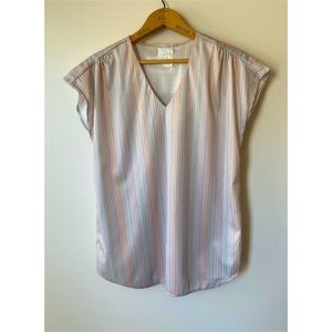 Vintage 80s pastel stripped v neck tank/blouse